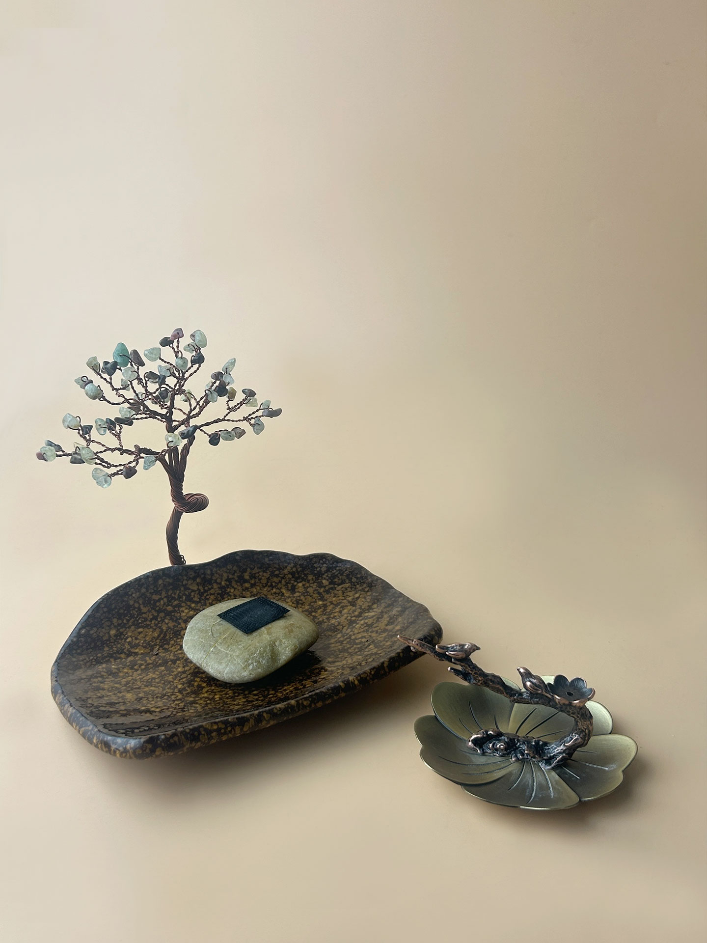 Elegant Copper Censer on Ceramic Base