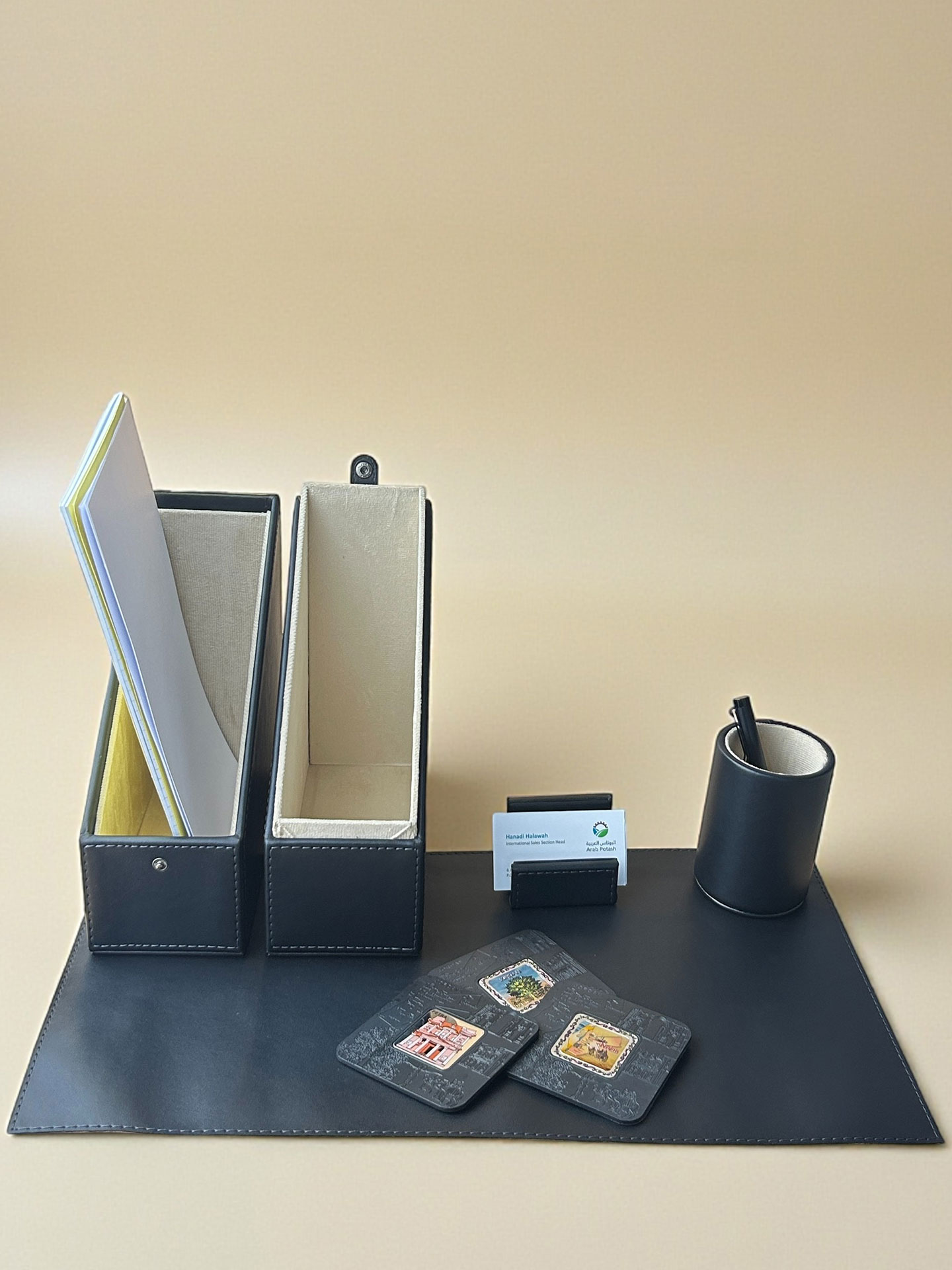 Innovative leather Desk Set